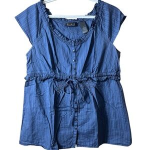 Liz Claiborne Blue Button-Down Blouse